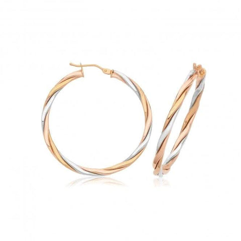 9 Karat dreifarbige Gold-Creolen, 30 mm, ER1222