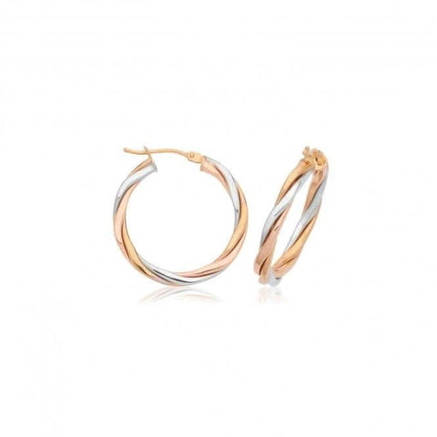 9 Karat dreifarbige Gold-Creolen, 30 mm, ER1222