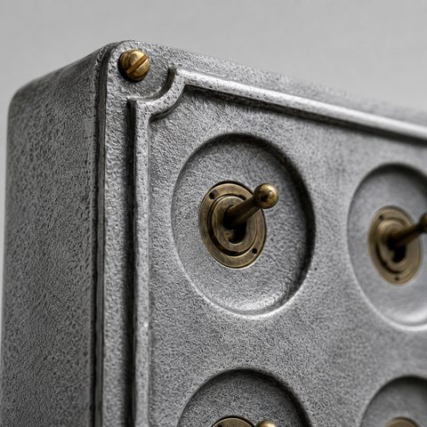 4 Gang 2 Way Solid Cast Metal Conduit Light Toggle Switch | Industrial Surface Mounted