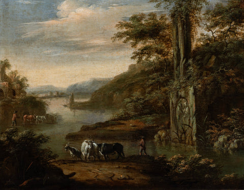 Adriaen van der Kabel (1631-1705), Attributed to - Pastoraal Hollands Italianiserend landschap