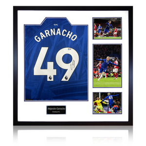 Alejandro Garnacho Signed Chelsea Shirt Elite Frame (Beckett)