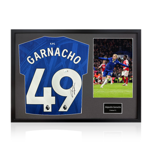 Alejandro Garnacho Signed Chelsea Shirt Classic Frame (Beckett)