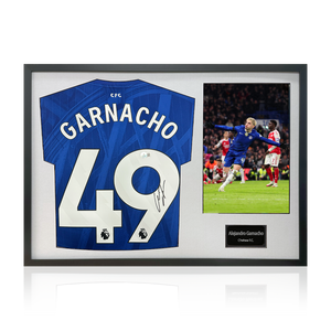 Alejandro Garnacho Signed Chelsea Shirt Classic Frame (Beckett)