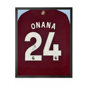 Amadou Onana Signed Aston Villa Shirt Compact Frame