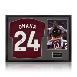Amadou Onana Signed Aston Villa Shirt Classic Frame