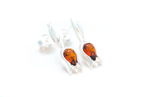 Bernsteinfarbene Tulpen-Ohrstecker