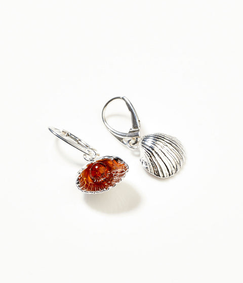 Amber Sea Shell Drop Earrings