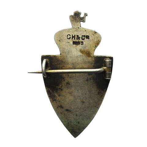 Antique Silver Pin Red Enamel Coat of Arms of Norway