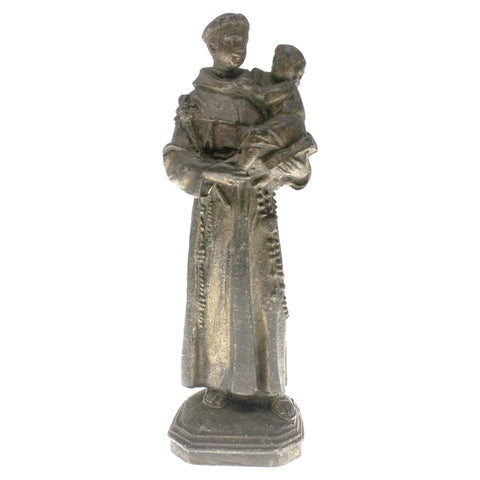 Antique Statue St Anthony Metal Cast Spelter Figure Religious Christian