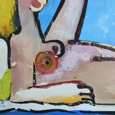 Antique, Early 20th Century Picasso Inspired Watercolour and Gouache Painting of Angel, Framed