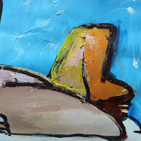 Antique, Early 20th Century Picasso Inspired Watercolour and Gouache Painting of Angel, Framed