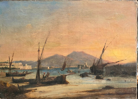 Antoine Guindrand (1801-1843) - Marina di Napoli sl tramonto