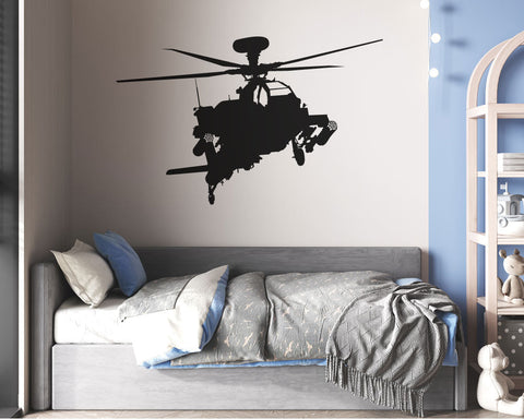 Wandtattoo Apache-Hubschrauber – Militärflugzeug-Wandbild fürs Jungenzimmer