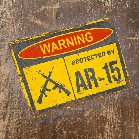 Army Gamer Warning Protected by AR15 Sign