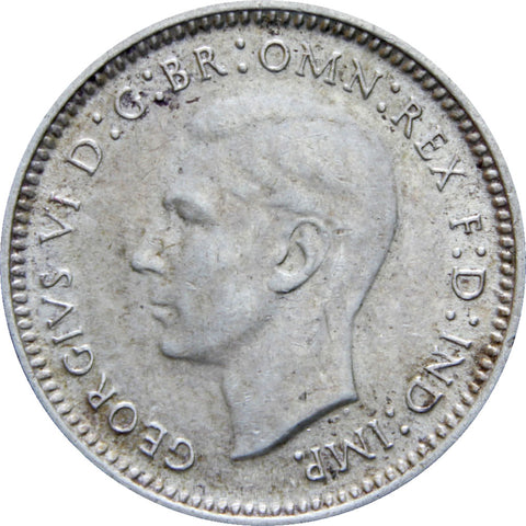 Australia 1944 3 Pence George VI Coin Silver