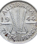 Australia 1944 3 Pence George VI Coin Silver