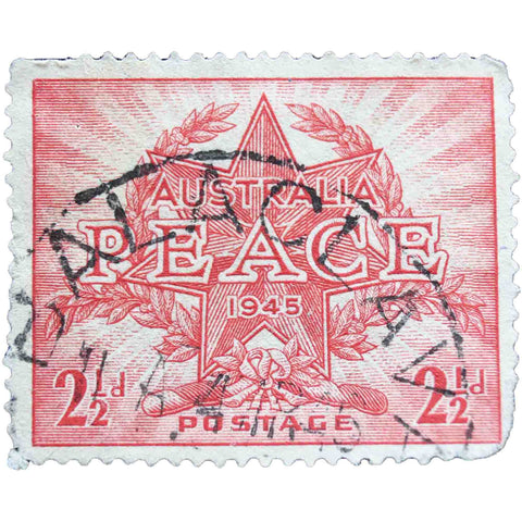 Australia 1946 2 and half d - Australian Penny Used Postage Stamp Star and Wreath