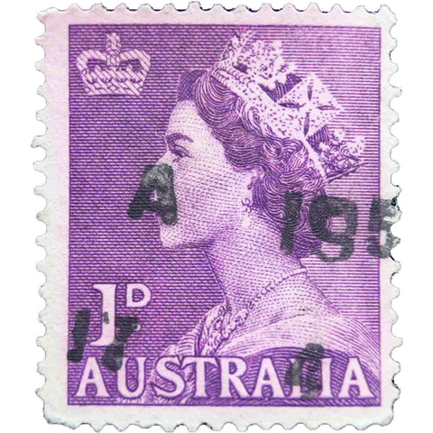 Australia 1953 1 d - Australian Penny Used Postage Stamp Queen Elizabeth II