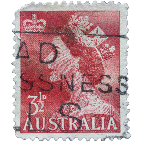 Australia 1956 3.5 d - Australian Penny Used Postage Stamp Queen Elizabeth II