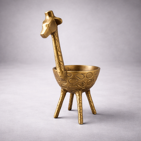 Giraffe Solid Cast Brass Metal Planter Pot for Succulents & Plants