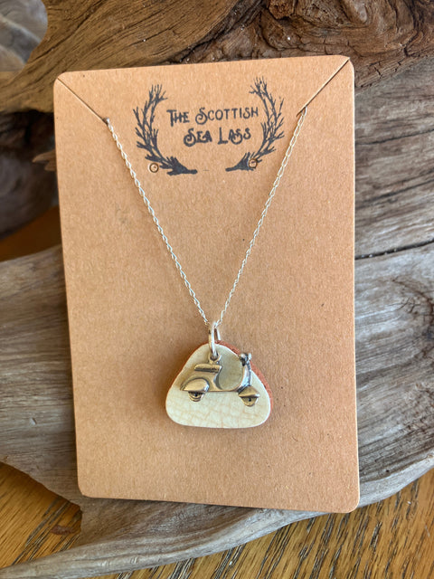 Scooter Vespa Scottish Sea Pottery 925 pendant