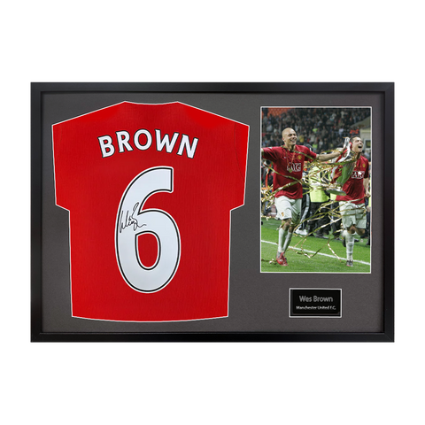 Wes Brown Signed Manchester United Shirt Classic Frame