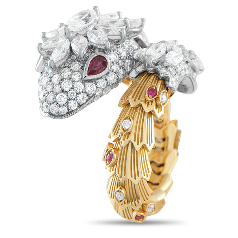 BVLGARI Serpenti 18K Yellow Gold 3.96ct Diamond and Ruby