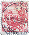 Barbados 1921 1 d - British Penny Used Postage Stamp Seal of the Colony