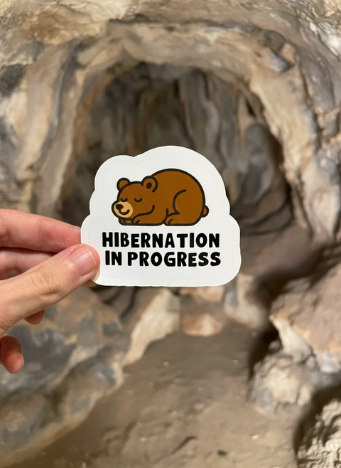 Hibernation in Progress Sticker | Cute Bear Vinyl Sticker