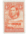 Bechuanaland Protectorate Stamp George VI 1938 4d Penny Cattle (Bos primigenius taurus)