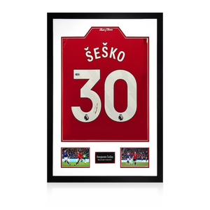 Benjamin Šeško Signed Manchester United Shirt Premium Frame (ACG Cert)
