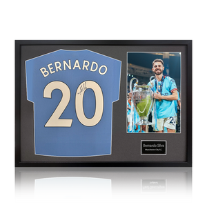 Bernardo Silva Signed Manchester City 23/24 Premier League Champions Shirt Classic Frame