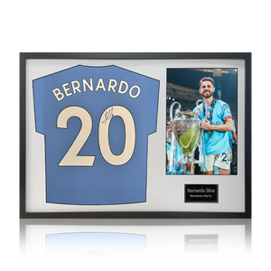 Bernardo Silva Signed Manchester City 23/24 Premier League Champions Shirt Classic Frame