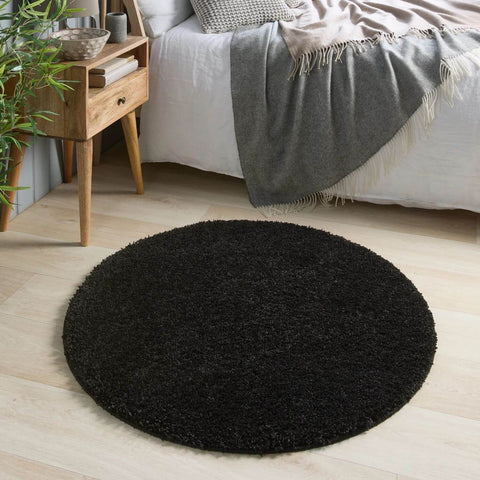 Waschbarer schwarzer Shaggy-Teppich