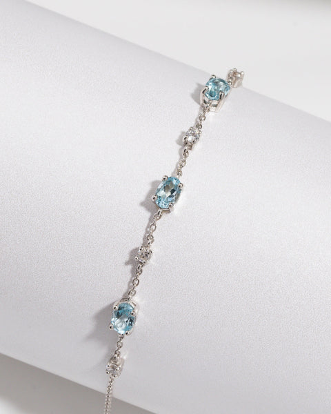 Essentielles Schmuckset mit blauem Topas in Sterlingsilber