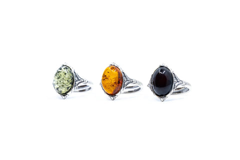 Bague bohème rouge cerise et ambre