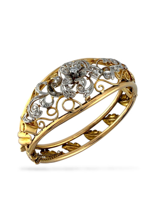 Armband – 18 Karat Gelbgold, antikes viktorianisches Armband aus 18 Karat Gelbgold mit 1,01 ct Diamanten, 30 g – 1,01 ct Gesamtgewicht Diamanten (natürlich)