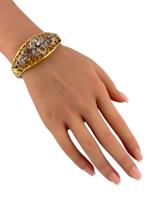 Armband – 18 Karat Gelbgold, antikes viktorianisches Armband aus 18 Karat Gelbgold mit 1,01 ct Diamanten, 30 g – 1,01 ct Gesamtgewicht Diamanten (natürlich)