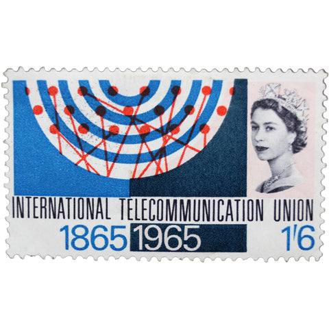1965 Stamp 1/6 - British Shilling United Kingdom Elizabeth II Radio Waves and Switchboard