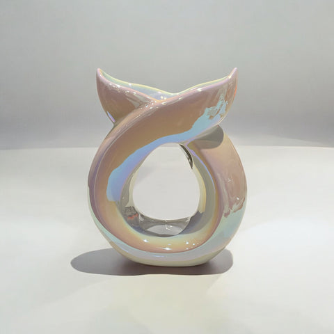 Crossover Ceramic Tea Light Wax Burner/Melter - White Iridescent