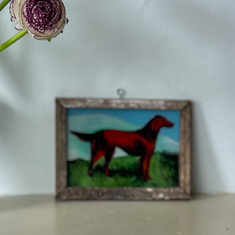 NEW DOG BLUE BACKGROUND Indian glass painting multiple available