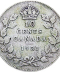 Canada 1931 10 cents George V Coin Silver