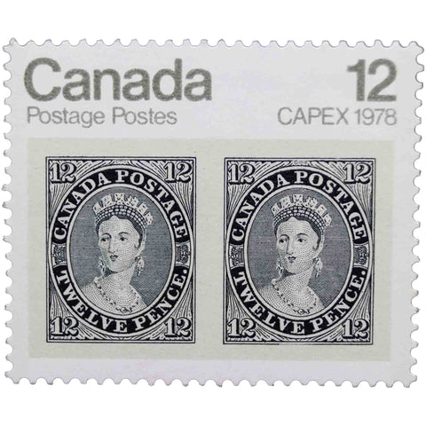 Canada 1978 12 - Canadian Cent Postage Stamp Pair of 1851 12d Queen Victoria black stamps