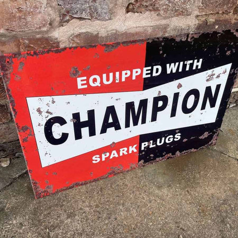 Champion Spark Plugs Metal Advertising Sign