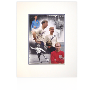 Bobby and Jack Charlton (England) Signed Mount