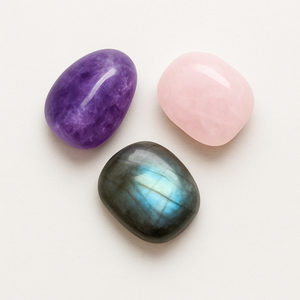 Crystal Starter Kit for Beginners – Amethyst, Rose Quartz & Labradorite Healing Set