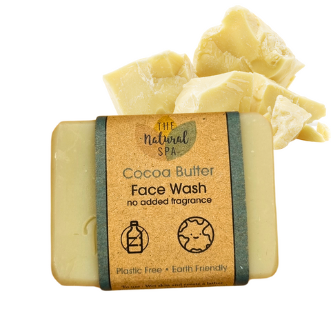 Cocoa Butter Face Wash Bar | Fragrance-Free Natural Facial Cleanser | Vegan, Plastic-Free Skincare for Sensitive Skin