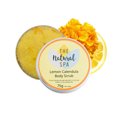 Lemon Calendula Body Scrub | Natural Exfoliating Sugar Scrub for Smooth, Glowing Skin | Vegan, Plastic-Free Skincare | 2 Size Options