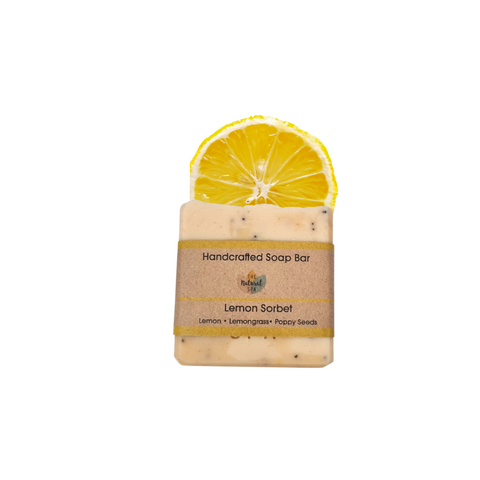 Lemon Sorbet Soap Bar | Lemon, Lemongrass & Poppy Seed Natural Handcrafted Soap | Vegan, Plastic-Free Skincare | 3 Styles Available