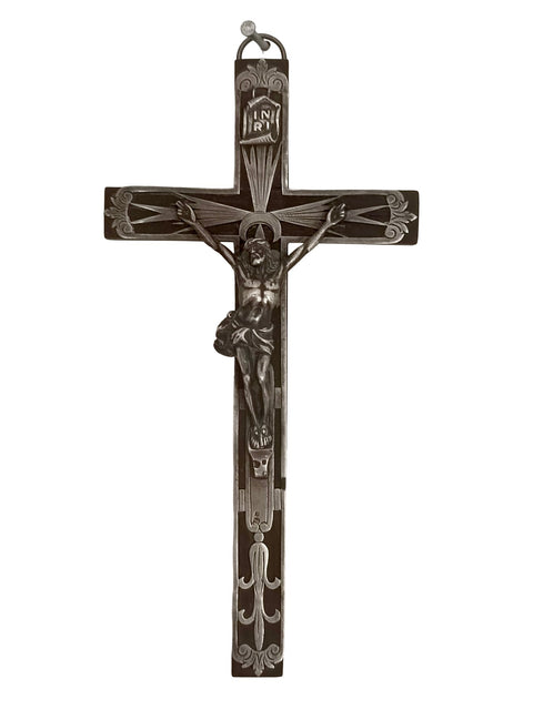 Crucifix - Silver, Wood - 1930-1940 - Silver Wall Crucifix